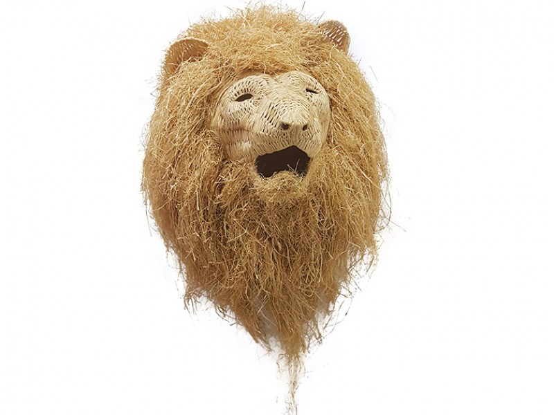 Raffia Lion Trophy Head